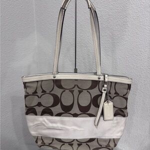 Coach Brown and Cream Signature Tote